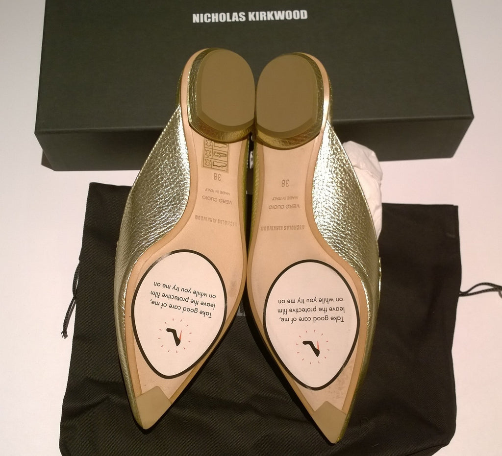 Nicholas Kirkwood Beya Slippers new in box loafers flats Platino Gold –  AvaMaria