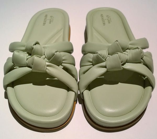 Aquazzura x Dr. Barbara Sturm Padded Leather Sandals in Green Slides