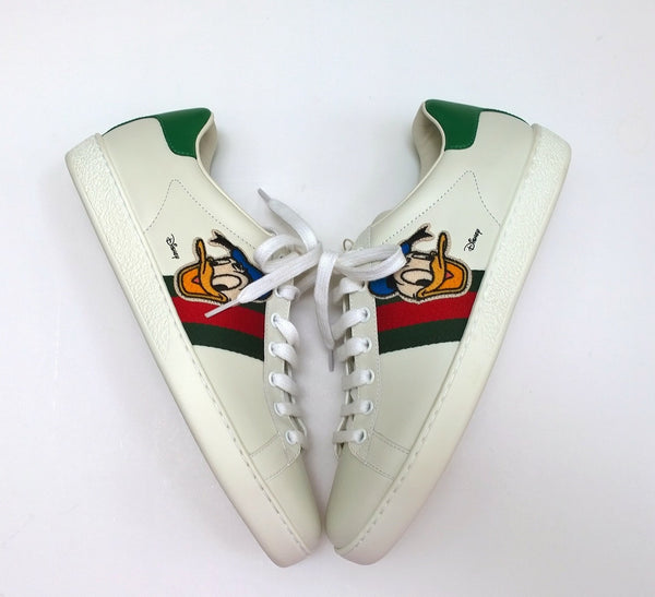 Gucci x Disney Donald Duck Ace Sneakers White Leather Grosgrain Trainers New in Box
