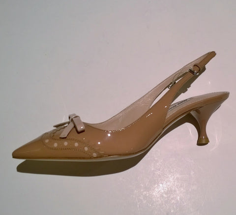Miu Miu Bicolor Patent Leather Slingback Bow Heels