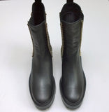Aquazzura Mason Chain Black Leather Ankle Boots