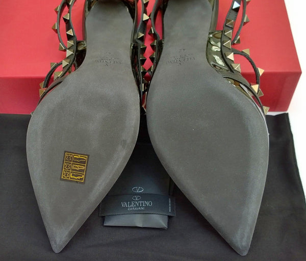 Valentino Garavani Rockstud Noir Black Patent High Heels 100