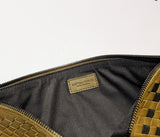 Bottega Veneta Woven Leather Pouch Clutch in Plaid Khaki Green and Gray