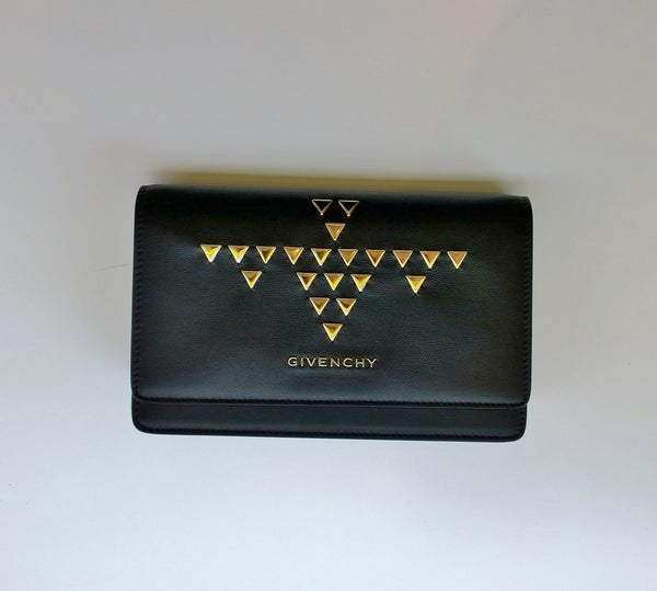 Givenchy Studs Chain Wallet Black Leather Crossbody Bag