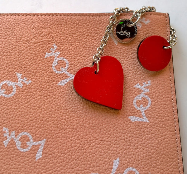 Christian Louboutin Loubicute Love Peach Leather Pouch with Charms