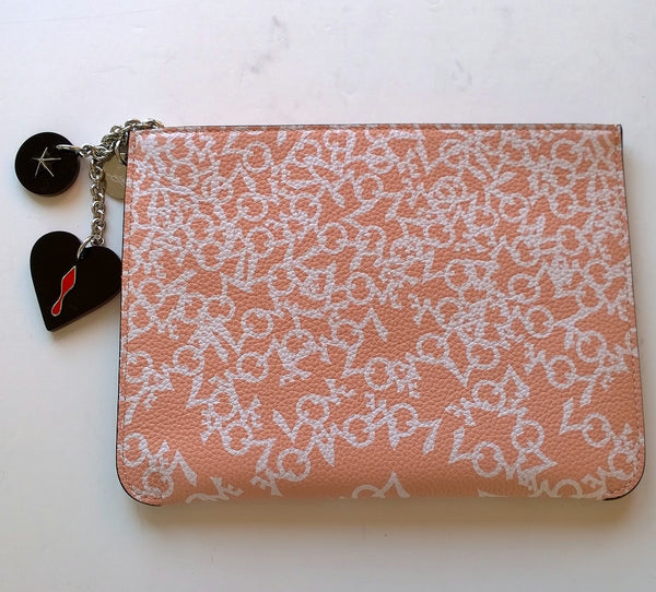Christian Louboutin Loubicute Love Peach Leather Pouch with Charms