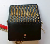 Christian Louboutin Zoomi Black Leather Gold Studs Chain Bag