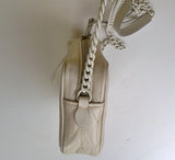 Miu Miu Matelassé Enamel Chain Bag in Cream Patent Leather Trapuntato Bandoleer