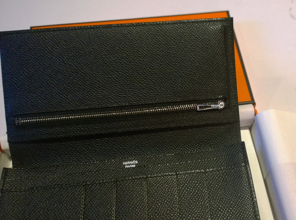 Hermès Bearn Wallet Black Leather Soufflet Veau Epsom Noir Purse Bi-fold New Portefeuille