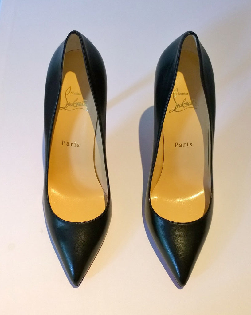 Christian Louboutin, Pigalle 100 Patent Black Leather Pumps