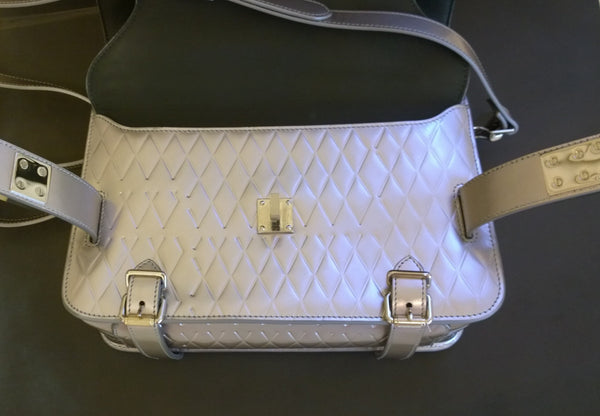Proenza Schouler PS 11 Silver Embossed Leather Bag Crossbody Purse