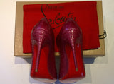 Christian Louboutin Fifi 100 Crystal Lamé Dark Pink Heels Shoes Sale Pumps Discount