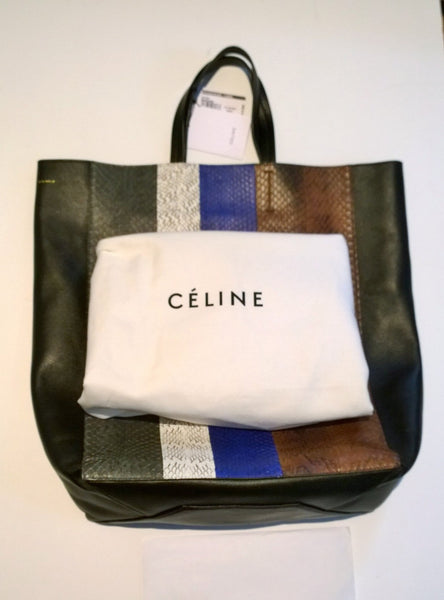 Celine Shopper Tote Cabas Python Black Leather Sale Purse Discount Bag