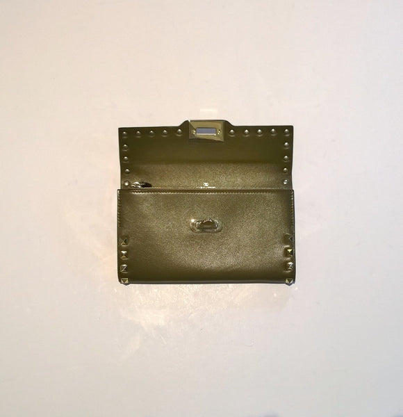 Valentino Moss Taupe Rockstud Clutch Wallet Discount Purse