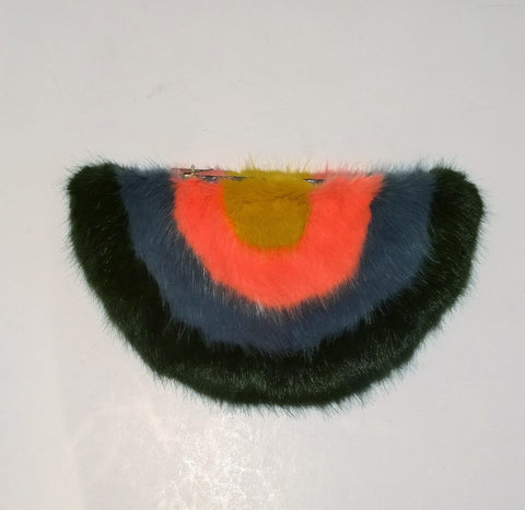 Shrimps Faux Fur Rainbow Clutch Vegan Bag