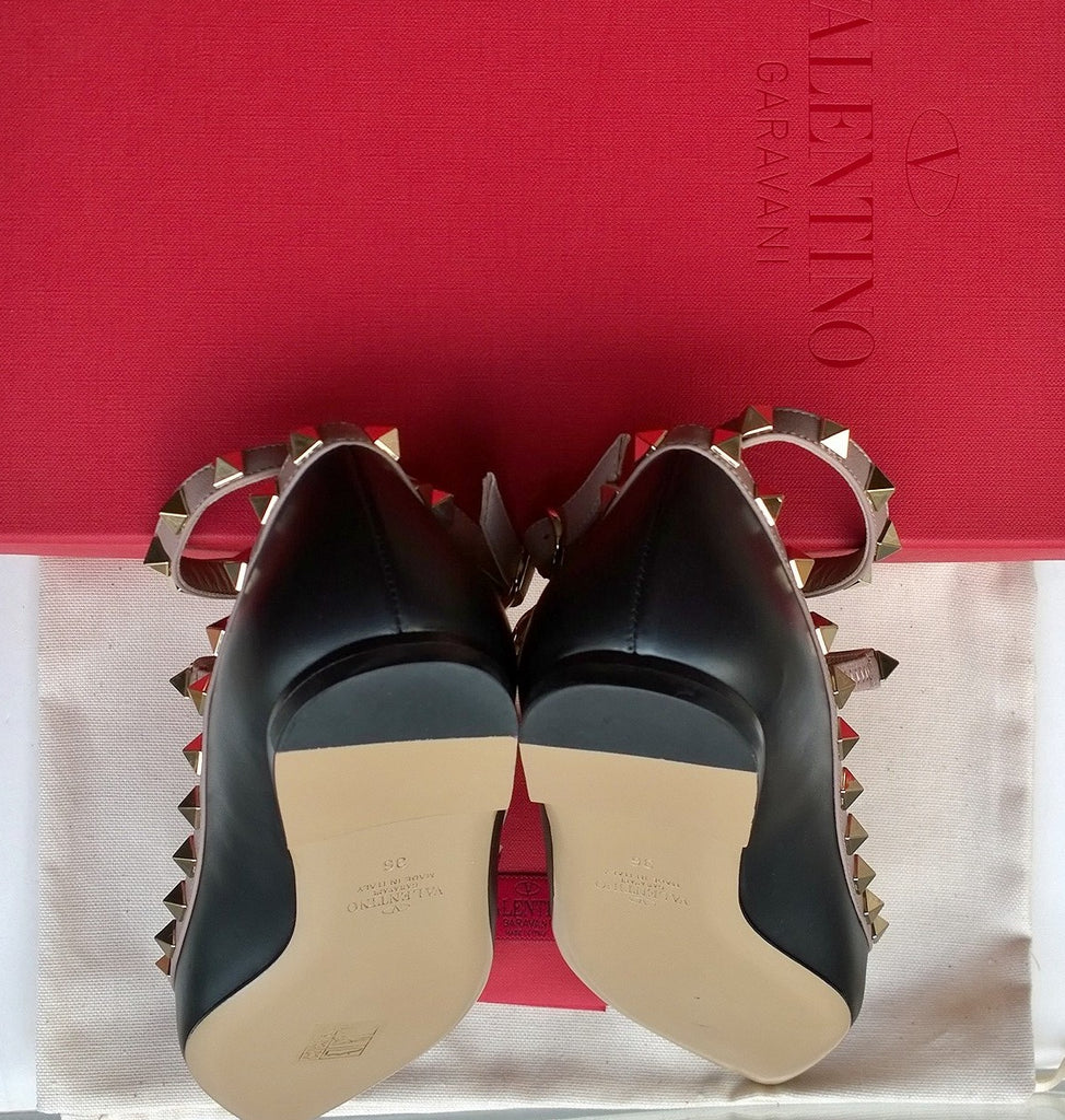 Rød dato designer varm Valentino Garavani Rockstud Flats in Black Leather discount shoes – AvaMaria