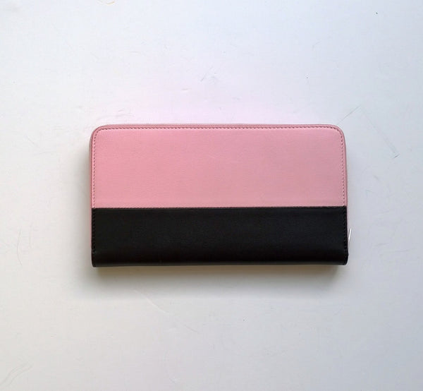 Celine Large Zipped Wallet in black and pink leather