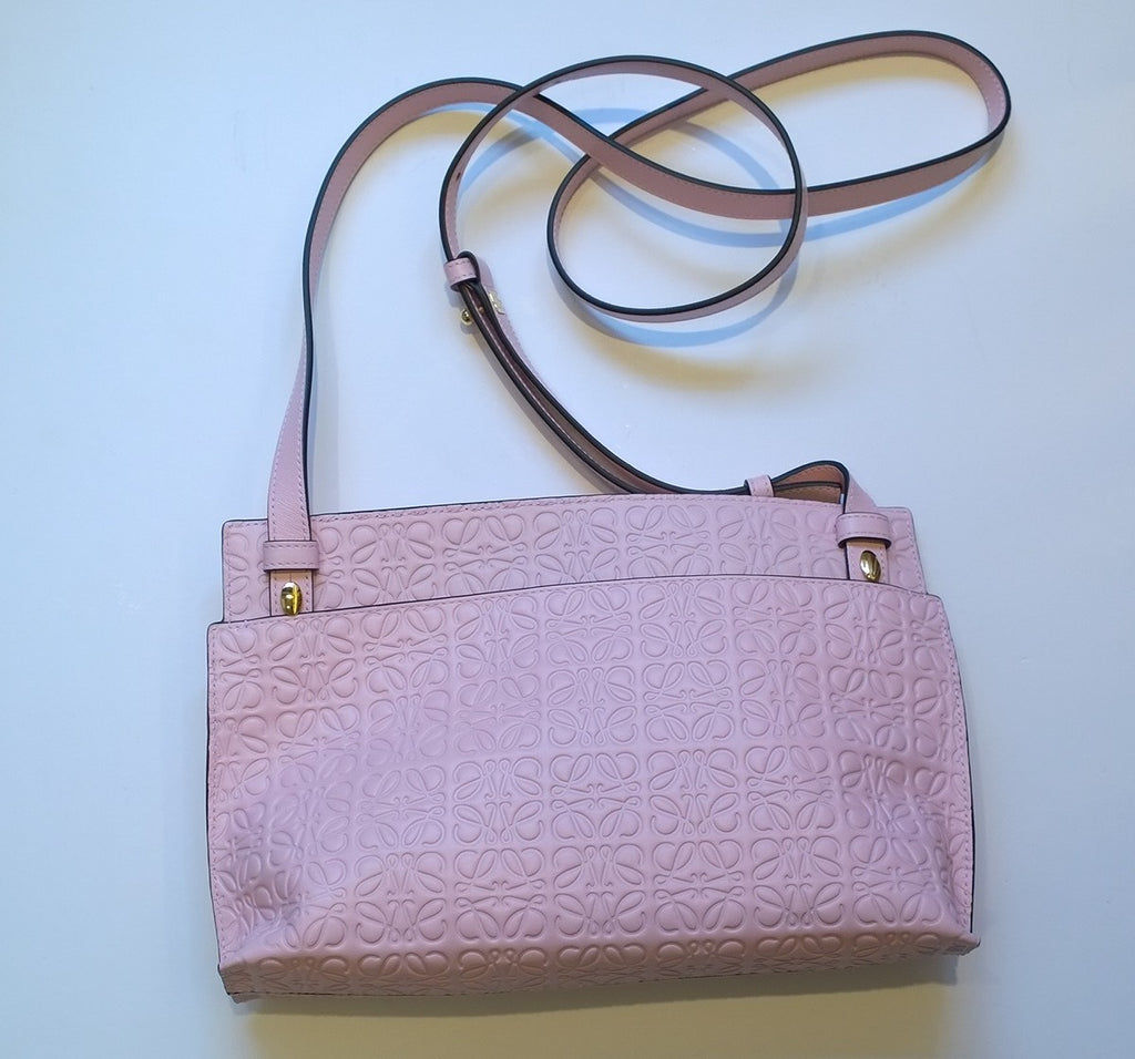 Loewe T Pouch mini Crossbody embossed leather stamp Bag in Pink – AvaMaria
