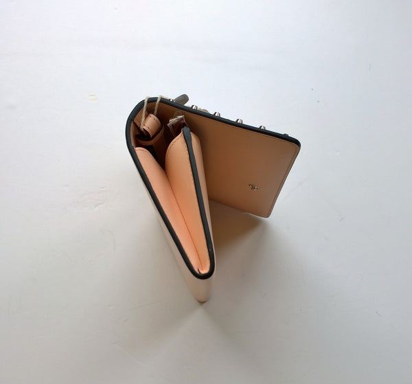 Christian Louboutin Macaron Flap Wallet clutch purse Poudre Pink Silver wrist strap bag