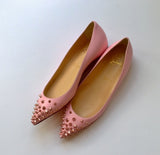 Christian Louboutin Spikyshell Pink Leather Flats shoes sale