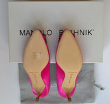 Manolo Blahnik Hangisi Pink Satin Rhinestone Heels  buckle court shoes 50