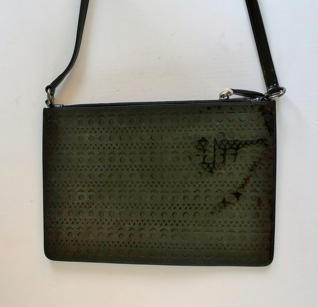 Alaia Black Laser Cut Out Clutch Bag with shoulder strap – AvaMaria