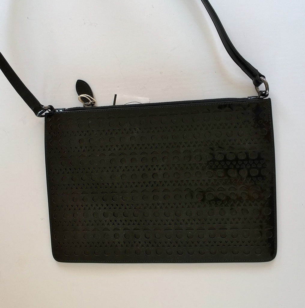Alaia Black Laser Cut Out Clutch Bag with shoulder strap – AvaMaria