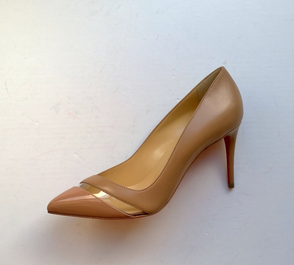 Christian Louboutin Floor 85 Heels in beige Nude Patent and Leath – AvaMaria