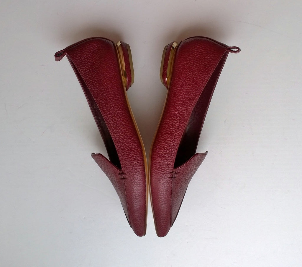 Nicholas Kirkwood Metallic Red Leather Beya Pointed Toe Flats Size