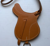 Hermès Paddock Saddle Bag Charm in Gold Tan Leather