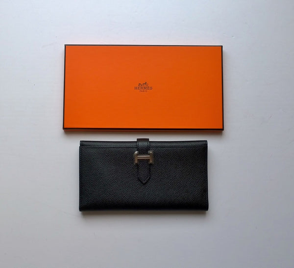 Hermès Bearn Tri Fold Black Wallet