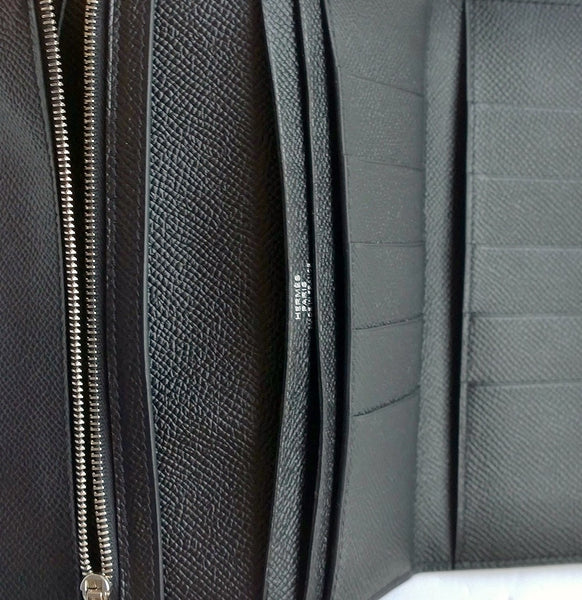 Hermès Bearn Tri Fold Black Wallet