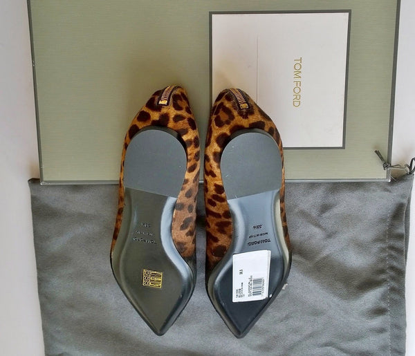 Tom Ford Calf Leopard Zipper Flats new in box shoes