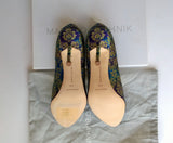 Manolo Blahnik Brocade Hangisi Heels 105 strass buckle shoes nib new in box