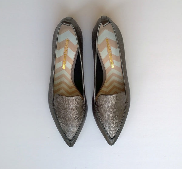 Nicholas Kirkwood Beya Loafers in Pewter Metallic Leather new in box