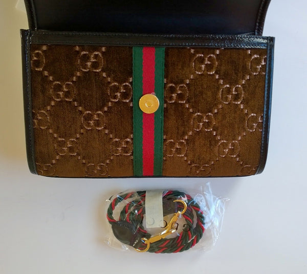 Gucci Rajah Velvet Medium Brown Bag with GG Logo
