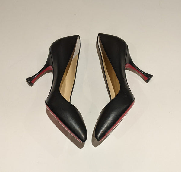 Christian Louboutin O Pigalle Black Leather 85 Heels