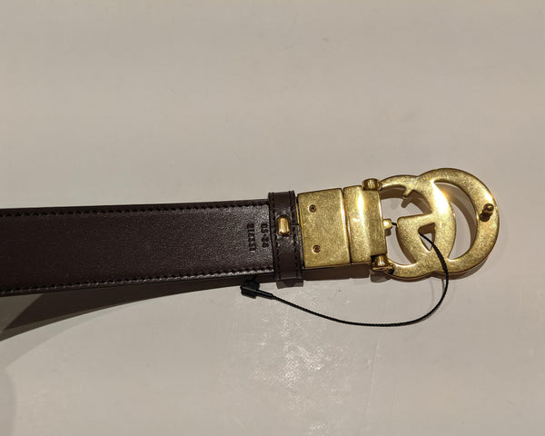Gucci Marmont GG Canvas and Brown Leather Reversible Belt