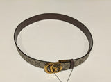 Gucci Marmont GG Canvas and Brown Leather Reversible Belt