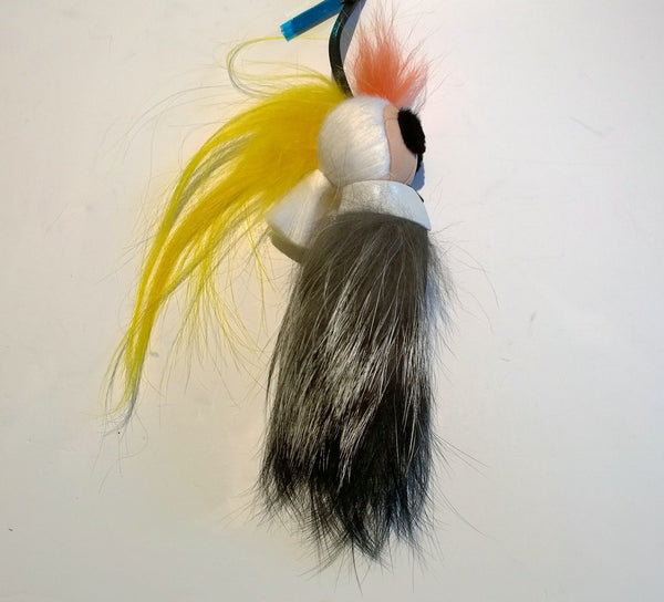 Fendi Mini Karlito Fur Charm Keychain Purse Bag Yellow Mohawk