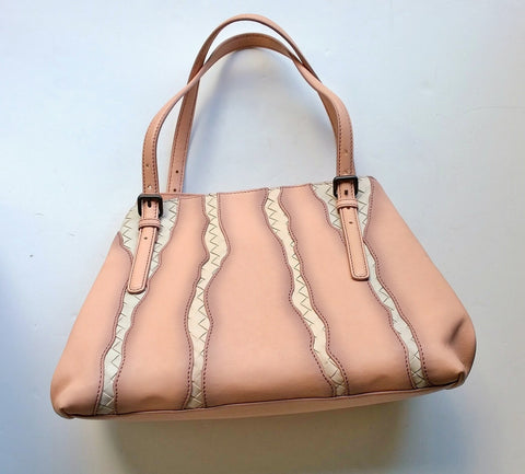 Bottega Veneta Blush Pink Monalisa Woven Leather Glimmer Tote Bag