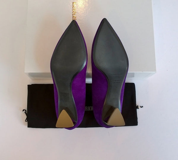 Nicholas Kirkwood Purple Suede Prism Heels Triangle Shoes
