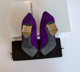Nicholas Kirkwood Purple Suede Prism Heels Triangle Shoes