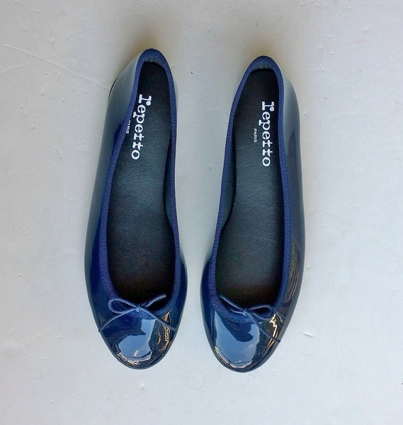 Repetto Classique Navy Patent Ballet Shoes with Rubber Soles Ballerina Pumps