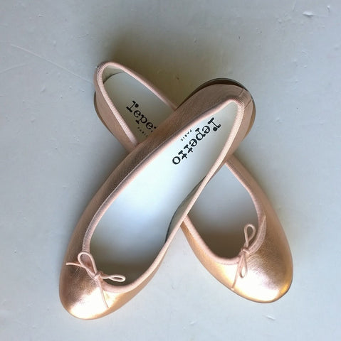 Repetto Rose Gold Leather Ballet Shoes Nu Ballerina Metallic Flats