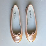 Repetto Rose Gold Leather Ballet Shoes Nu Ballerina Metallic Flats