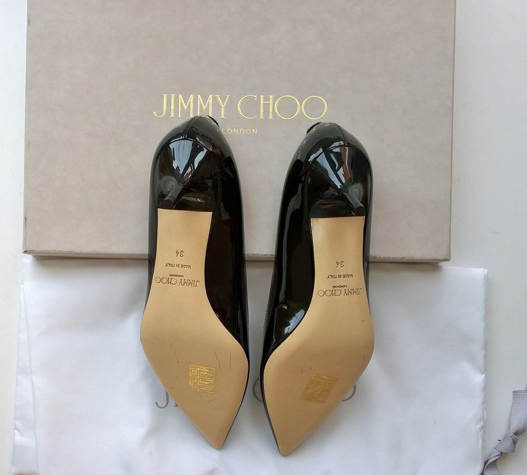 Jimmy Choo Black Patent Pointed Toe Multi Strap Mary Jane Pumps Size 41  Jimmy Choo