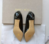 Jimmy Choo Aza Black Patent Kitten Heels pointy pumps sale