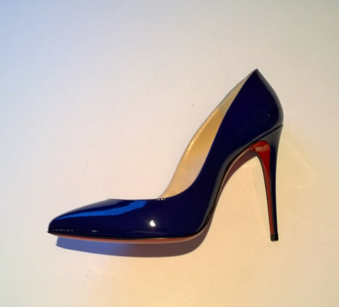 Christian Louboutin Pigalle Follies Dark Blue Patent Heels new in box shoes nomade