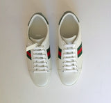 Gucci New Ace Classic Green Sneakers in White Leather new in box trainers